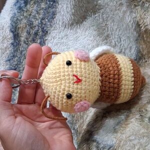 Handmade Crochet Bee Keychain
